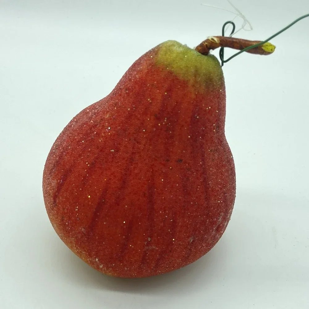 Sugared Fruit Faux‎ Pears Apples Set Of 4 Ornaments Cottagecore Kitchen Decor